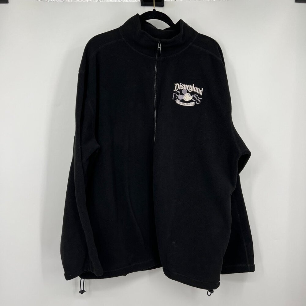 Walt DisneyLand Full Zip Fleece Jacket Mickey Mouse Embroidered XL Black Fleece